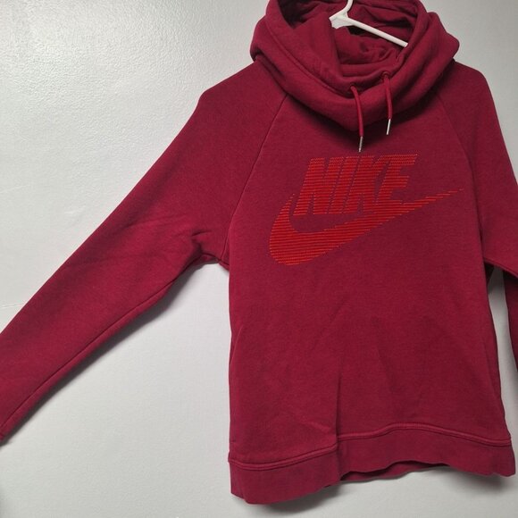 Nike Cowl Neck Hoodie‎ Womens Small Pink Side Pockets Sweatshirt - Picture 2 of 10